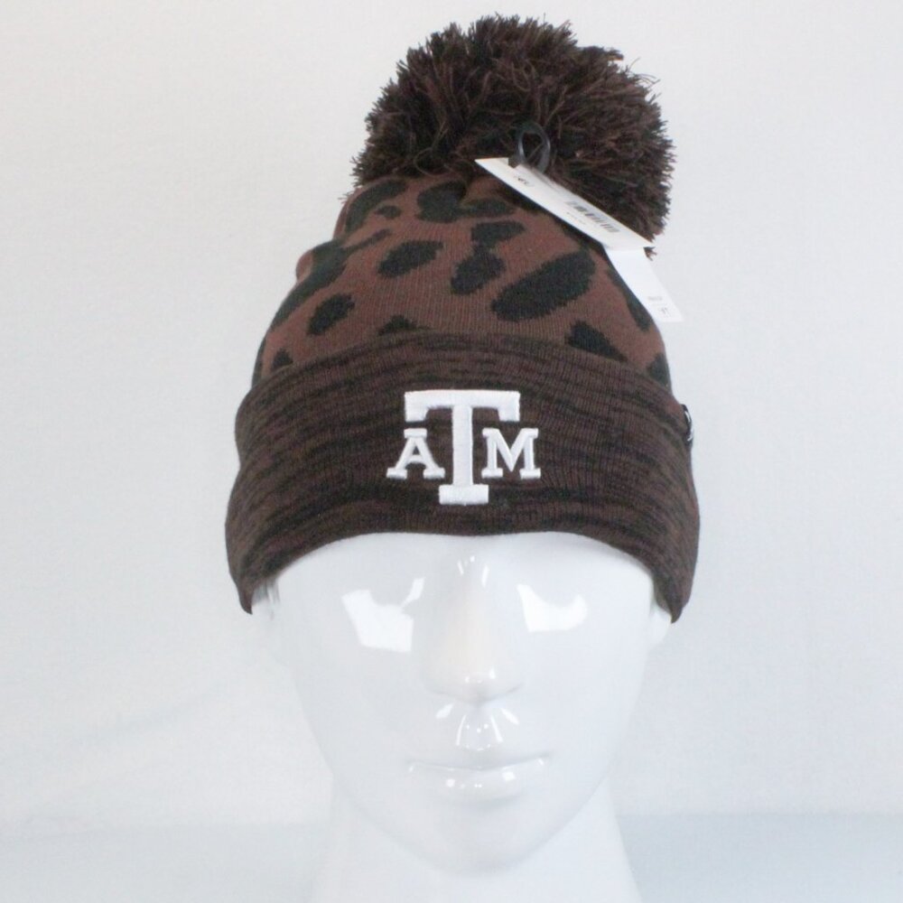 Texas A&M AGGIES Cuffed Knitted Hat w/ Large Fluffy Pom-Pom Women's OSFM